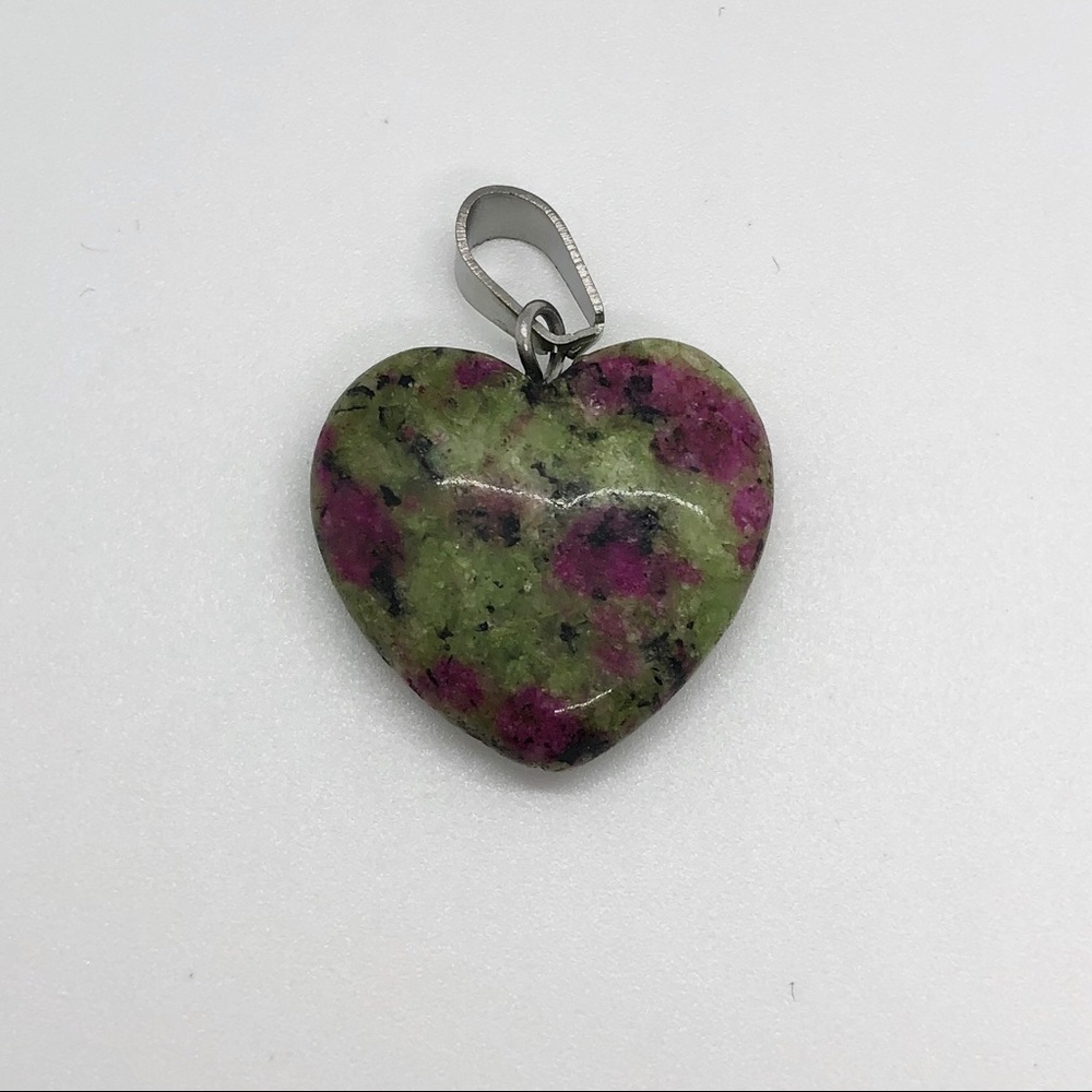 Ruby Zoisite Heart Shaped Necklace